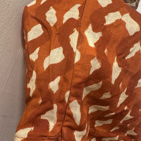 Zara Relaxed Crop Blouse in Brown and Orange with Notched Collar - Picture 6 of 14